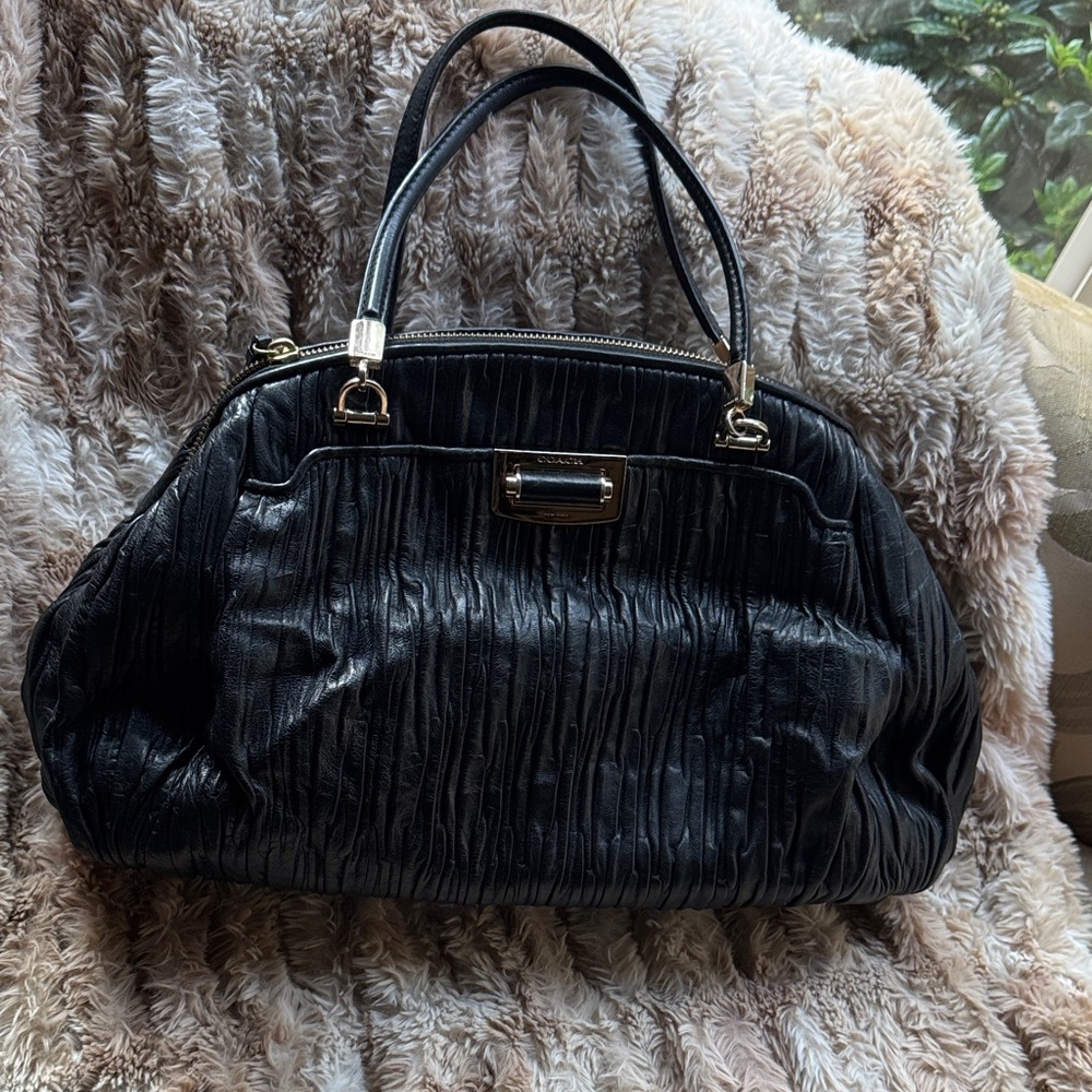 COACH Black gathered leather Satchel‼️PRICE DROP